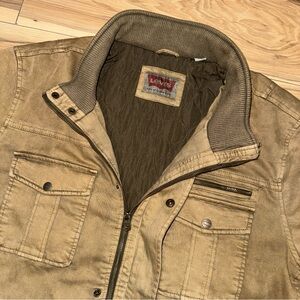 Levis Work Coat Bomber Jacket 2XL Brown Full Zip Snap Quilted Lined Prep Men 80s